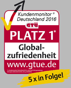 GTÜ - Platz 1 Globale Zufriedenheit 2016, 5 x in Folge!